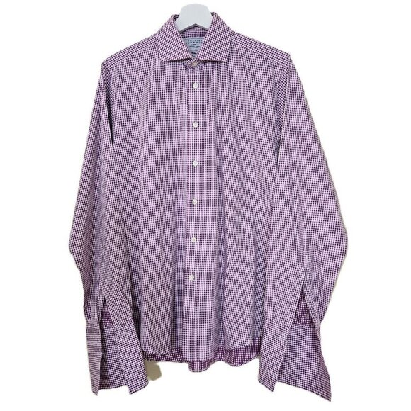 Charles Tyrwhitt Shirt Mens 15.5 M Slim Fit French Cuff Plaid LS Buttons Dressy - Picture 3 of 16